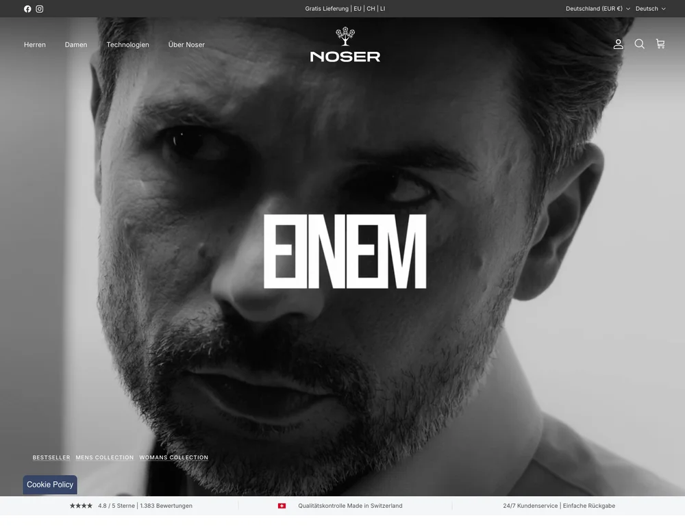 Startseite des vollständigen Noser Fashion Online-Shops